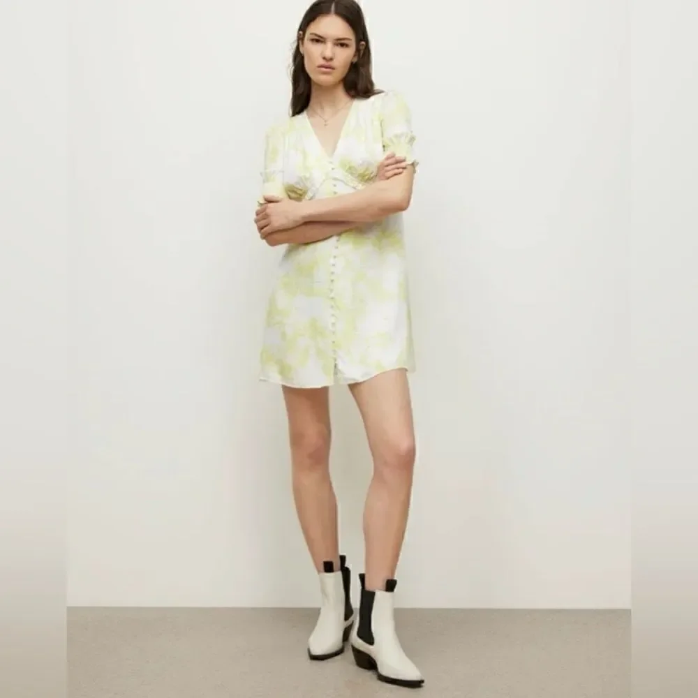 NWT Allsaints Demi Marama Dress Sz 8 All Saints- color citrus yellow - Picture 4 of 10